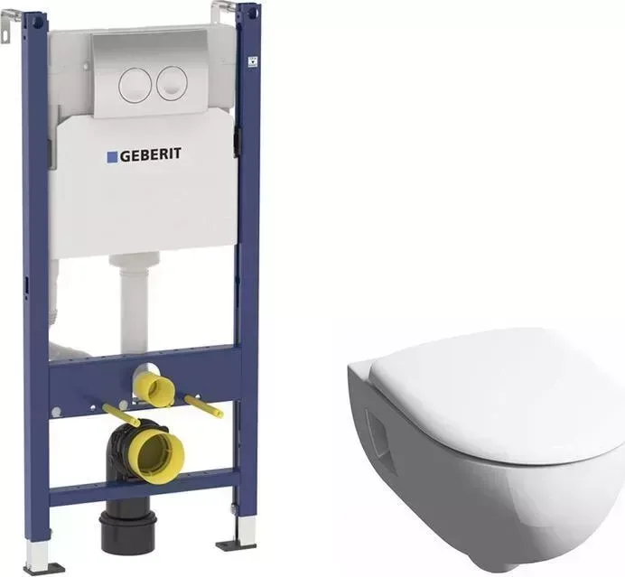 Комплект унитаза с инсталляцией Geberit Renova Rimfree с (203070000, 573025000, 458.124.21.1)