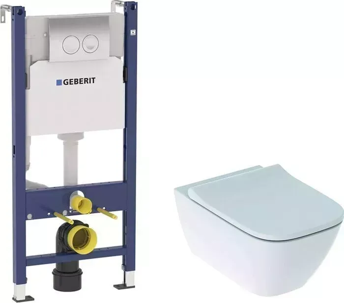 Комплект унитаза с инсталляцией Geberit Smyle Square Rimfree с (500.683.01.1, 458.124.21.1)