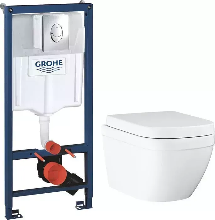 Комплект унитаза с инсталляцией Grohe Euro Ceramic с , сиденье микролифт (39554000, 38721001)