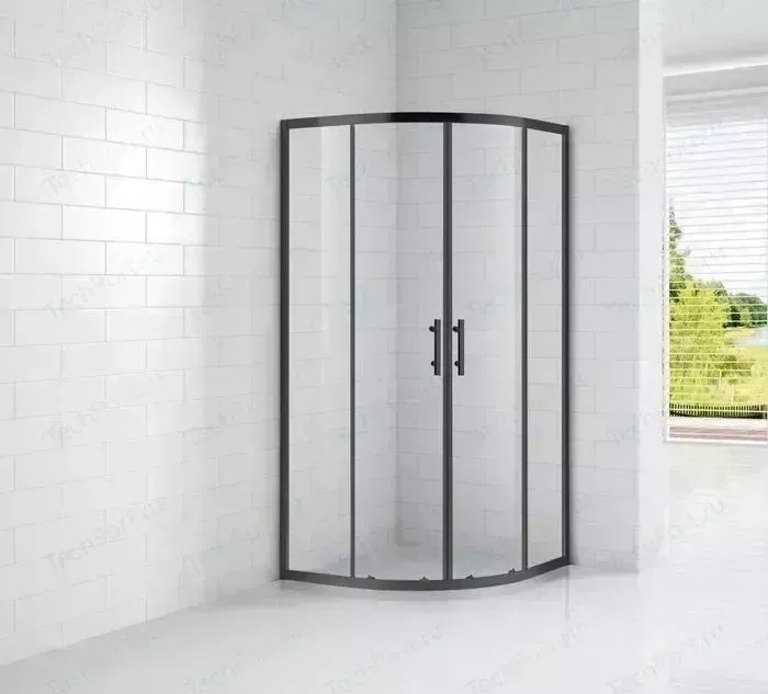 Душевой уголок CEZARES ECO-O R-2 90x90 с поддоном, прозрачный, черный (ECO-O-R-2-90-C-NERO, ЛП00180)