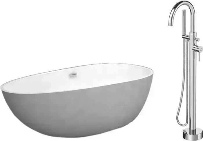 Акриловая ванна Abber 170x80 со смесителем, отдельностоящая (AB9211, F7514100)