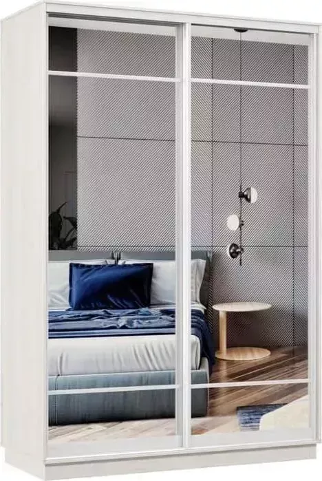 Шкаф-купе Классика 12 (каркас каттхульт, фасады 10/10 зеркало) профиль белый глянец 12.2400.1500.600.(10.10).03.(00.00).06
