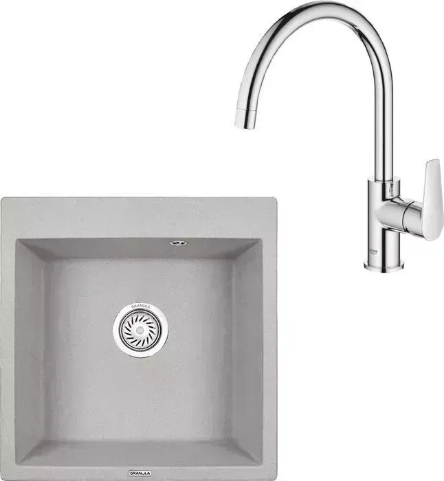 Мойка кухонная и смеситель Granula и смеситель GR-5102 базальт, Grohe BauEdge 31367001