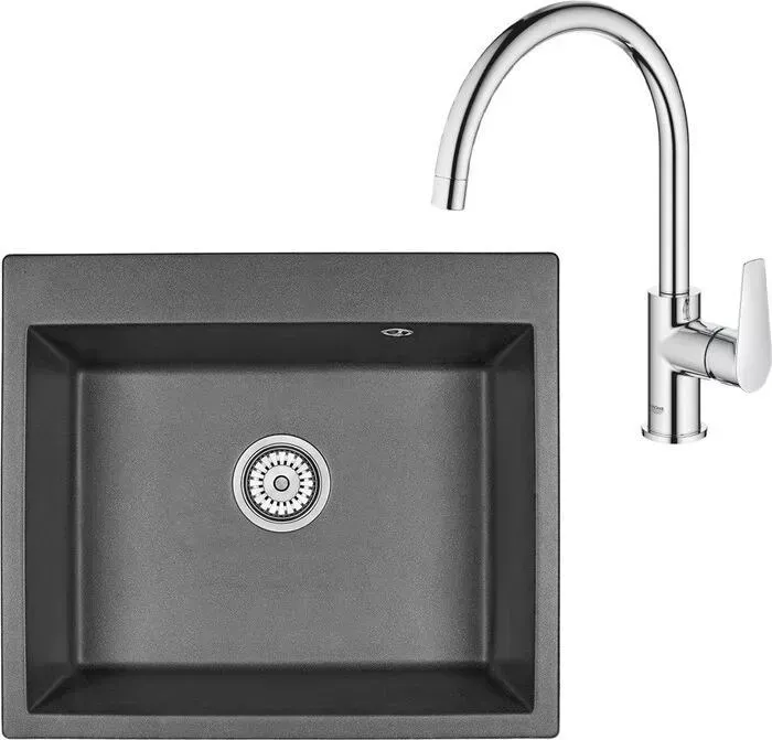 Мойка кухонная и смеситель Granula и смеситель GR-6001 черная, Grohe BauEdge 31367001