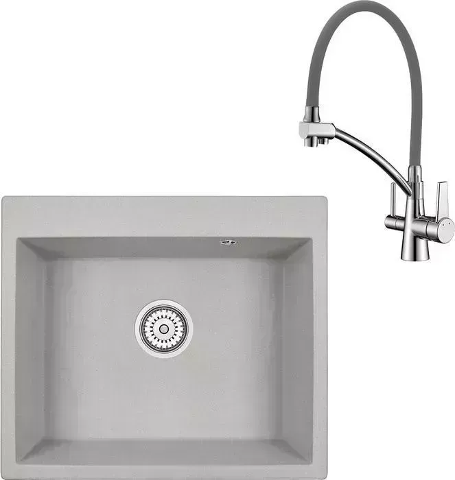 Мойка кухонная и смеситель Granula и GR-6001 базальт, Lemark Comfort LM3071C-Gray