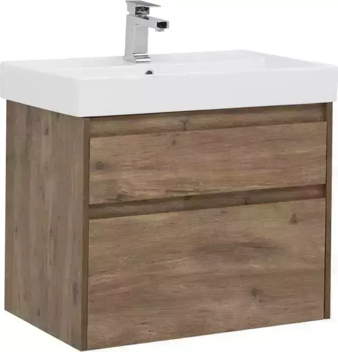 Тумба с раковиной AQUANET с Nova Lite 75 два ящика, дуб рустикальный (249515, 242338)