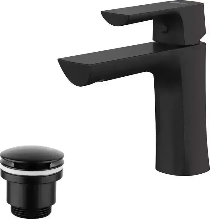 Смеситель для раковины LEMARK Ursus с донным клапаном, черный (LM7206BL, LM8500BL)