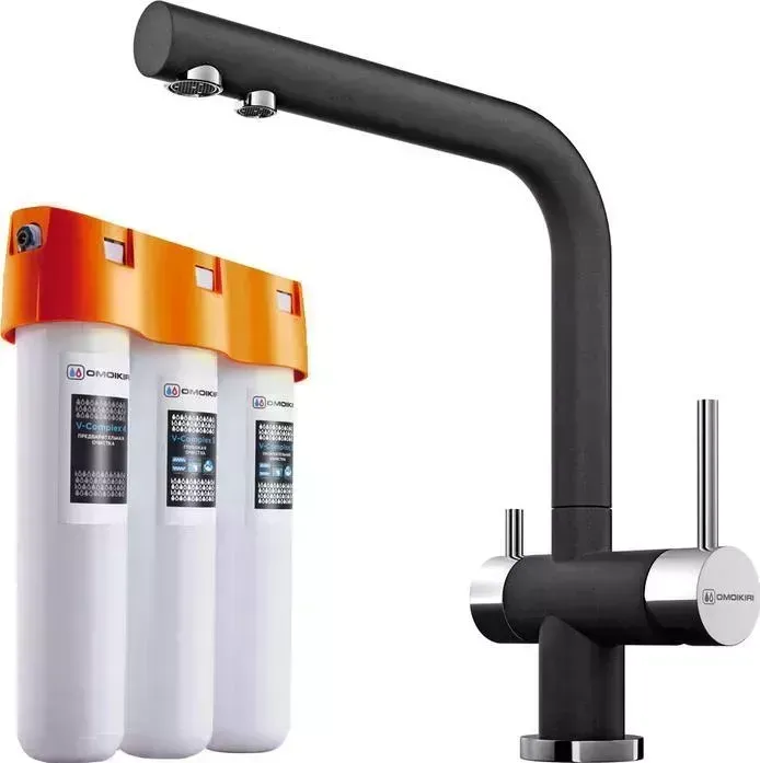 Смеситель для кухни OMOIKIRI Nagano BL черный с фильтром Pure Drop Lite (4047.8028)