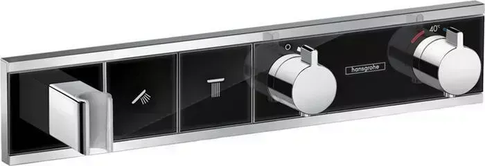 Термостат для ванны Hansgrohe RainSelect на два выхода, механизма 15310180, черный/хром (15355600)