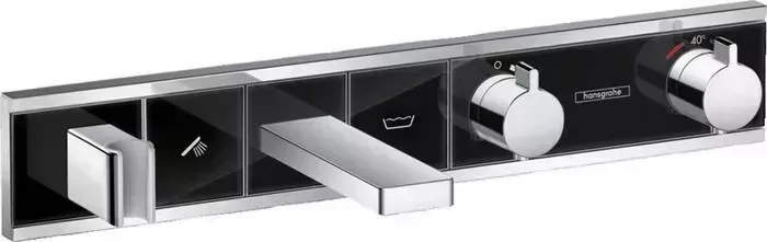 Термостат для ванны Hansgrohe RainSelect на два выхода, механизма 15314180, черный/хром (15359600)