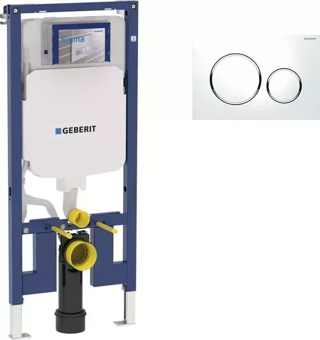 Инсталляция для унитаза Geberit Duofix Sigma20 с клавишей белый/хром (111.796.00.1, 115.882.KJ.1)