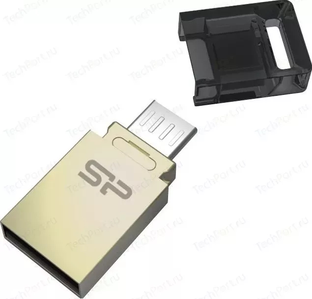 Фото №0 Флеш-накопитель SILICON POWER 16Gb Mobile X10 OTG USB 2.0/MicroUSB Золотистый (SP016GBUF2X10V1C)