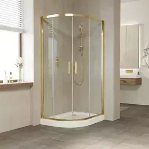 Душевой уголок Vegas Glass ZS-F 90*80 09 01 профиль золото, стекло прозрачное
