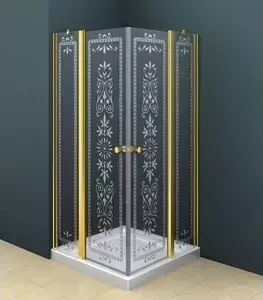 Душевой уголок CEZARES ROYAL PALACE-A-AH-2-100/120-CP-G профиль золото, стекло прозрачное с матовым рисунком