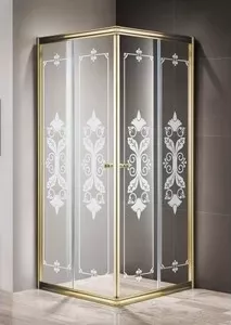 Душевой уголок CEZARES GIUBILEO-A-2-80-SCORREVOLE-CP-G профиль золото, стекло прозрачное с матовым рисунком