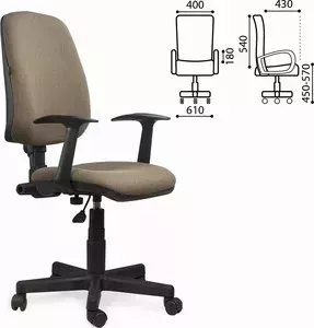 Кресло офисное Brabix Basic MG-310 с подлокотниками коричневое KB-28 531414
