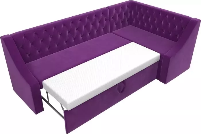 Фото №7 Кухонный угловой диван АртМебель Мерлин вельвет фиолетовый правый угол