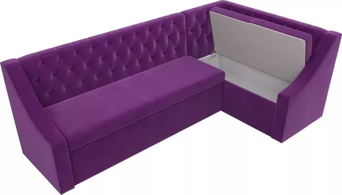 Фото №8 Кухонный угловой диван АртМебель Мерлин вельвет фиолетовый правый угол
