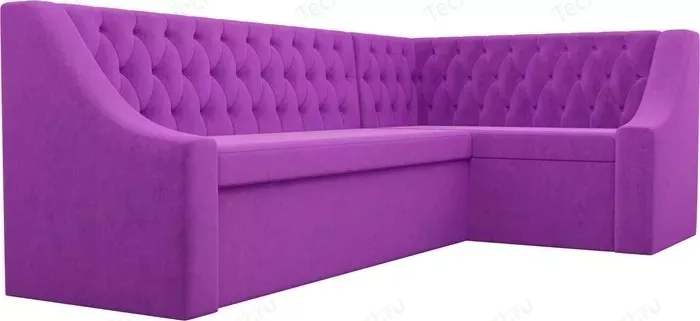 Фото №9 Кухонный угловой диван АртМебель Мерлин вельвет фиолетовый правый угол