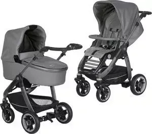 Коляска Teutonia 2 в 1 Cosmo V4 Graphite 6055 Slate серый эко-кожа с ручным тормозом
