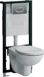 Унитаз подвесной VITRA Normus с сиденьем + инсталляция + кнопка матовый хром (9773B003-7203)