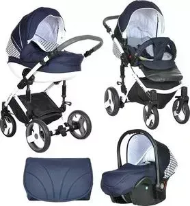 Коляска TUTIS 3 в 1 PR Mimi Plus синий/белый