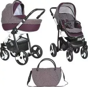 Коляска Deltim 2 в 1 Amelis Pro бордо жаккард