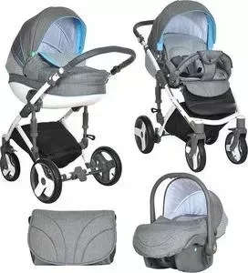 Коляска TUTIS 3 в 1 PR Mimi Plus серый/голубой
