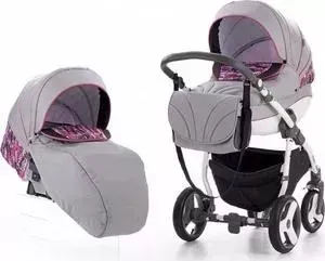 Коляска 2 в 1 TUTIS 2 в 1 New Mimi Plus Св.серый/малиновый орнамент 502477