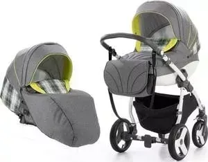Коляска 2 в 1 TUTIS 2 в 1 New Mimi Plus Св.серый лен/ серая клетка/желтый 502474