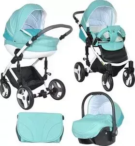 Коляска TUTIS 3 в 1 PR Mimi Plus бирюза/белый/леопард