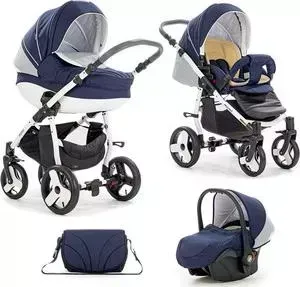 Коляска TUTIS 3 в 1 Mimi Plus cиний/белый