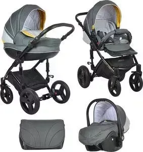 Коляска TUTIS 3 в 1 PR Mimi Plus серый/горчица