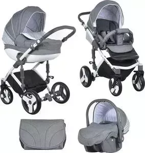 Коляска TUTIS 3 в 1 PR Mimi Plus cерый/белый