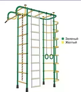 Детский спортивный комплекс ПИОНЕР 2М зелёно- жёлтый