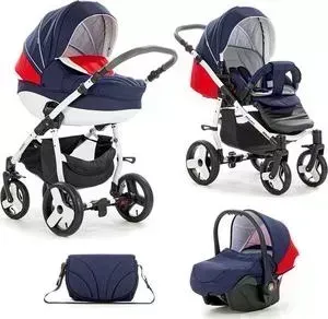 Коляска TUTIS 3 в 1 Mimi Plus синий/белый/красный