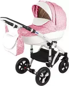 Коляска BEBE-MOBILE 2 в 1 Toscana Eko белый/розовый