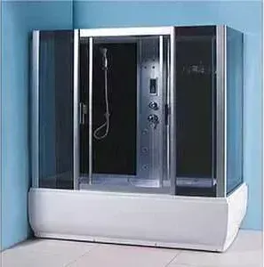 Душевая кабина Aqualux QUADRO 170х85 тонированное стекло/заднее стекло тёмное (AQ-4077GFH-Bl)