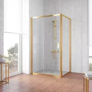 Душевой уголок Vegas Glass ZP+ZPV 100*70 09 01 профиль золото, стекло прозрачное