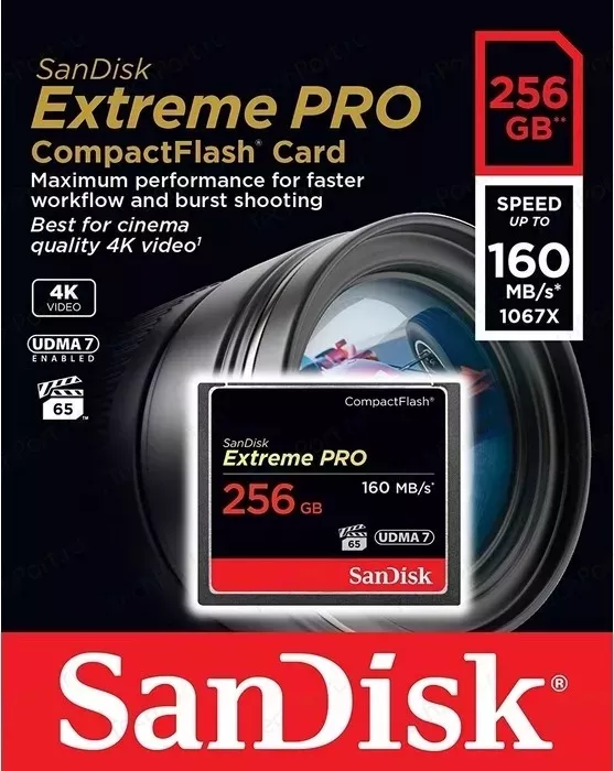 Фото №4 Карта памяти SANDISK Extreme Pro CF 160MB/s 256 GB VPG 65, UDMA 7 (SDCFXPS-256G-X46)
