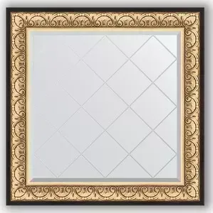 Зеркало Evoform с гравировкой Exclusive-G 90x90 см, в багетной раме - барокко золото 106 мм (BY 4337)