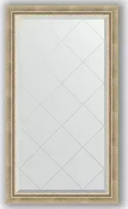 Зеркало Evoform с гравировкой Exclusive-G 73x128 см, в багетной раме - состаренное серебро с плетением 70 мм (BY 4218)