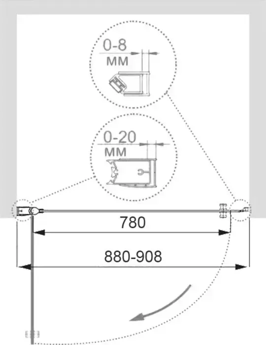 Душевая дверь CEZARES Elena W-B-1 90 прозрачная, хром (Elena-W-90-C-Cr, VE-W-WLM-Cr)