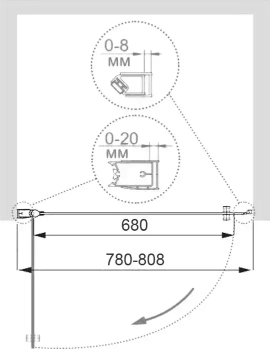 Душевая дверь CEZARES Elena W-B-1 80 прозрачная, хром (Elena-W-80-C-Cr, VE-W-WLM-Cr)