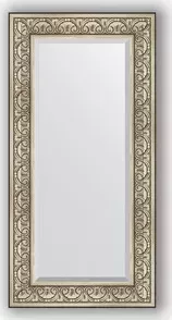 Зеркало Evoform с фацетом в багетной раме Exclusive 60x120 см, барокко серебро 106 мм (BY 3502)