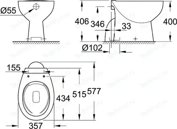 Унитаз приставной Grohe Bau Ceramic (39431000)