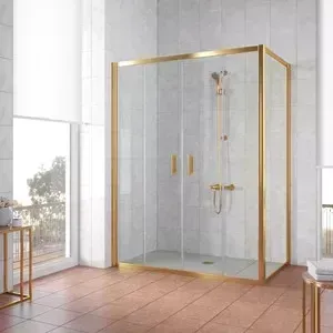 Душевой уголок Vegas Glass Z2P+ZPV 220*100 09 01 профиль золото, стекло прозрачное