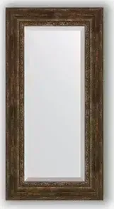 Зеркало Evoform с фацетом в багетной раме Exclusive 62x122 см, состаренное дерево с орнаментом 120 мм (BY 3508)