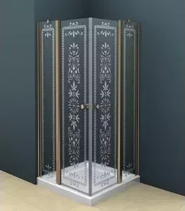 Душевой уголок CEZARES ROYAL PALACE-A-AH-2-90/120-CP-Br профиль бронза, стекло прозрачное с матовым рисунком