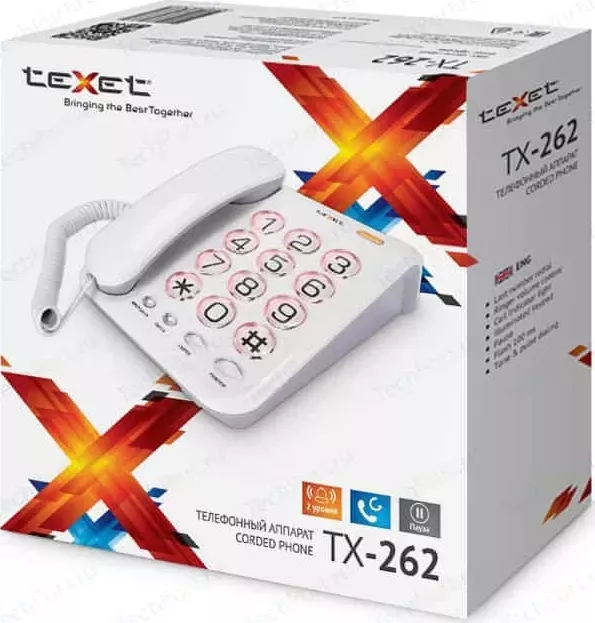 Фото №4 Проводной телефон TeXet TX-262 светло-серый